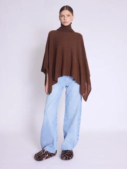Adette Turtleneck Poncho In Brown