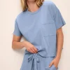 Aloe Infused Tee And Pant Pajama Set In Blue