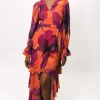 Bardot Dress In Rust Ink Blot Floral