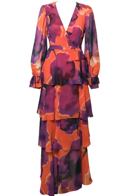 Bardot Dress In Rust Ink Blot Floral