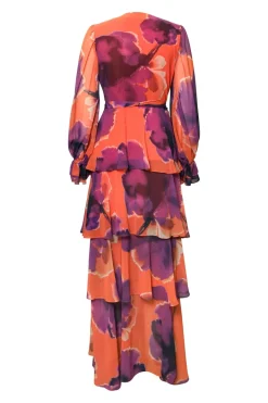 Bardot Dress In Rust Ink Blot Floral