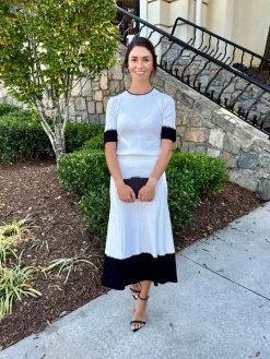 Benedetta Midi Skirt In Black And Ivory