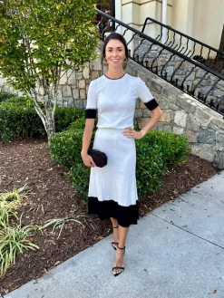 Benedetta Midi Skirt In Black And Ivory