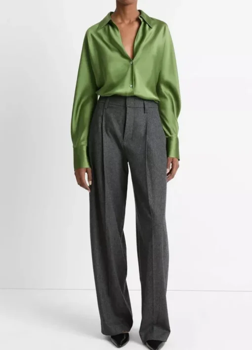 Bias Long Sleeve Blouse In Sycamore