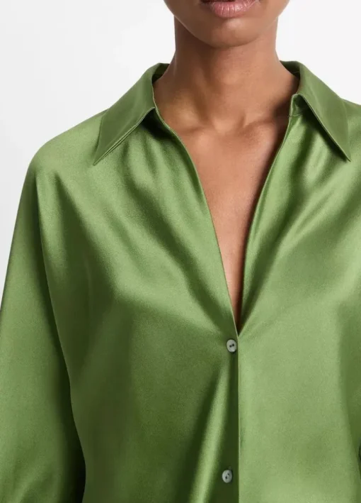 Bias Long Sleeve Blouse In Sycamore