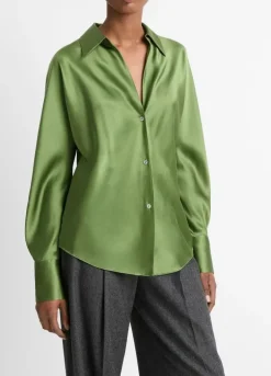 Bias Long Sleeve Blouse In Sycamore