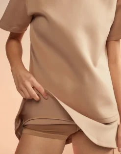 Bonded Mini Skirt In Tan