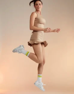 Bonded Mini Skirt In Tan