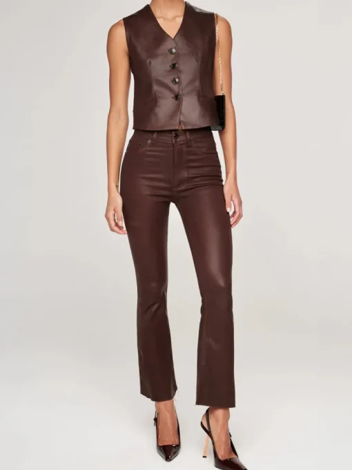 Bridget Cropped Coated Denim In Walnut