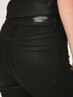 Bridget Cropped Coated Denim In Black