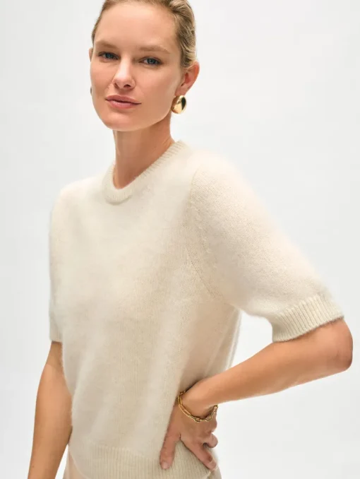 Brushed Cashmere Tee In Ivory
