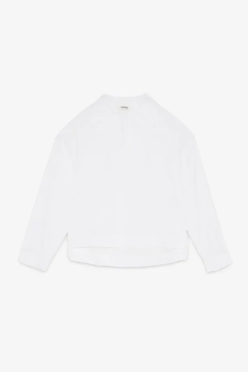Button Detailed Cotton Poplin Shirt In Bianco