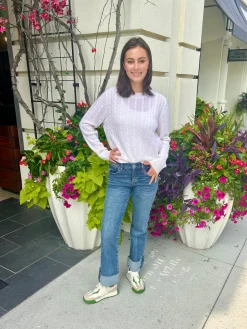 Cable Crew Sweater In Soft White