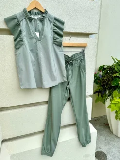 Cabo Vegan Leather Jogger In Sage
