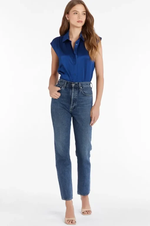 Calvin Silk Top In Emerson