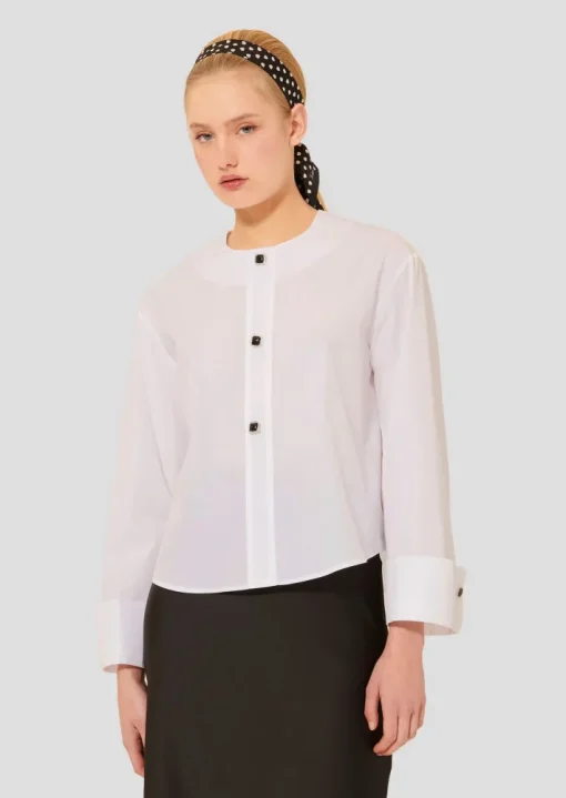 Carillon Poplin Top In White