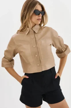 Carolina Ruffle Sleeve Jacket In Beige