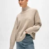 Cashmere Turtleneck Waffle Sweater In Sandwisp Heather