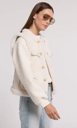 Chad Vegan Suede Shearling Vest In Snow/White