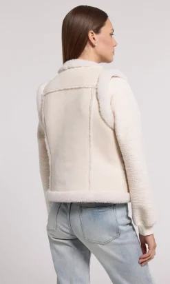 Chad Vegan Suede Shearling Vest In Snow/White