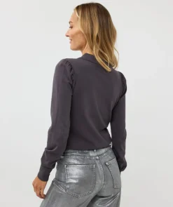 Collared Button Detail Sweater In Grey