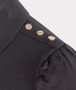 Collared Button Detail Sweater In Grey