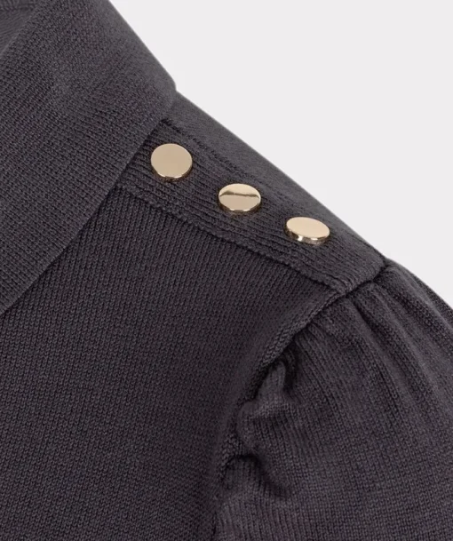 Collared Button Detail Sweater In Grey