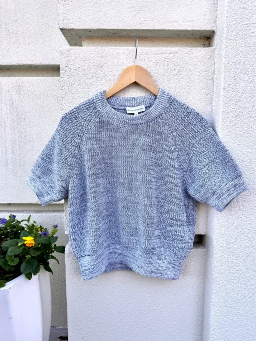 Cotton Sweater Shirt In Blue Marl
