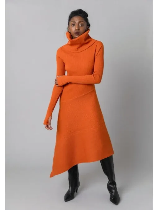 Cowl Neck Knit Dress In Sweet Potato *FINAL SALE*