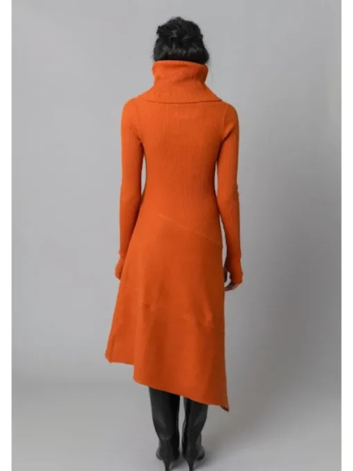 Cowl Neck Knit Dress In Sweet Potato *FINAL SALE*