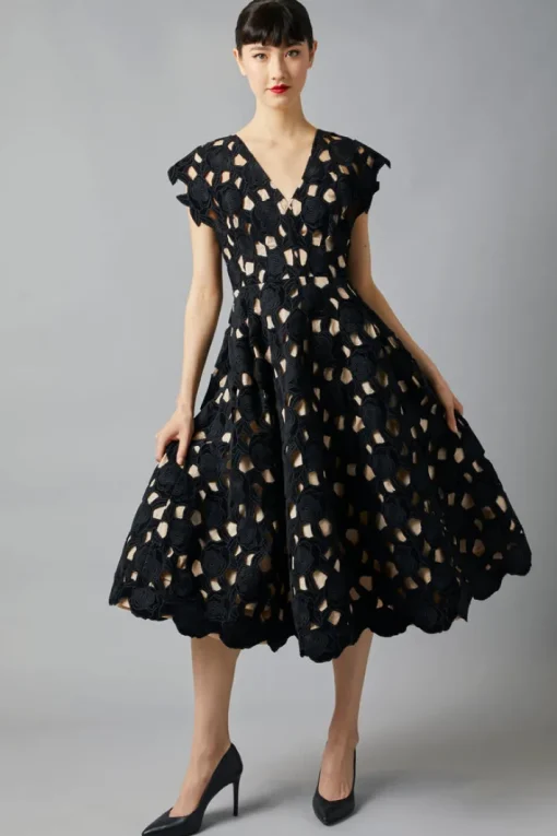 Cut Work Frock In Black