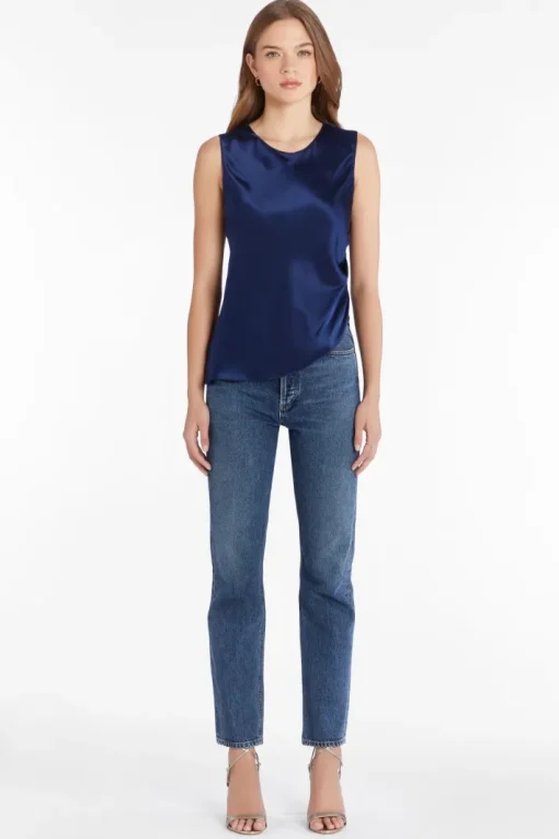 Darah Silk Top In Navy