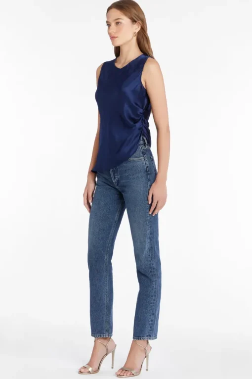 Darah Silk Top In Navy