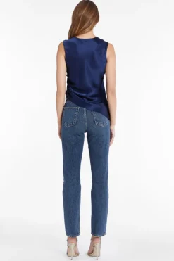 Darah Silk Top In Navy