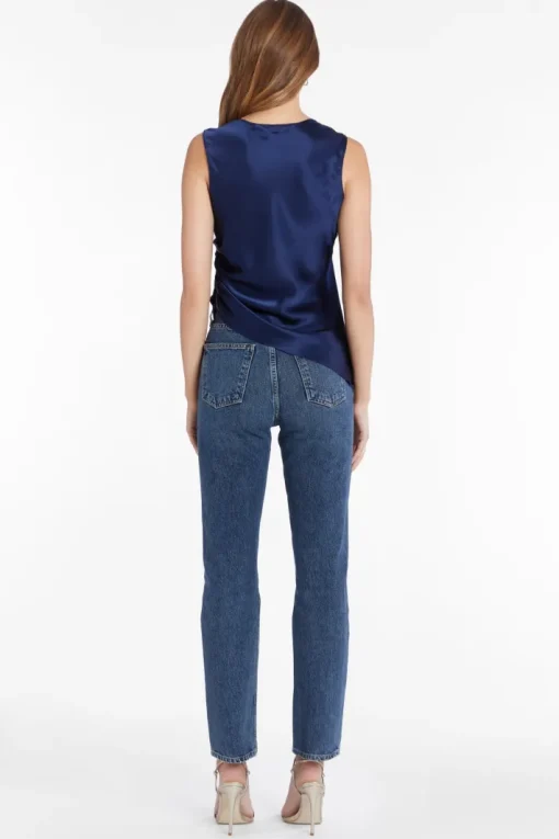 Darah Silk Top In Navy