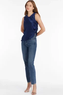 Darah Silk Top In Navy