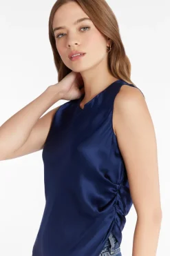 Darah Silk Top In Navy