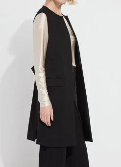 Denver Ponte Sleeveless Coat In Black