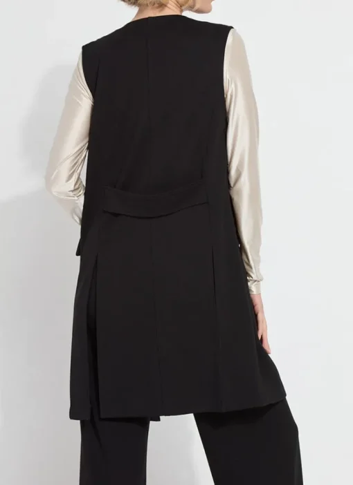 Denver Ponte Sleeveless Coat In Black