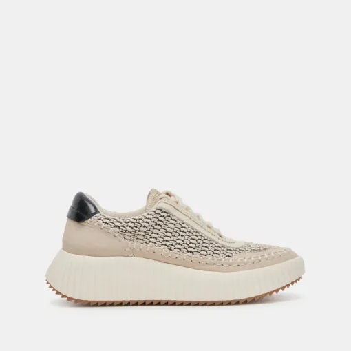Dolen Sneaker In Black Natural Raffia