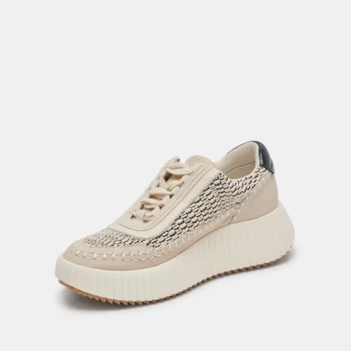 Dolen Sneaker In Black Natural Raffia