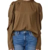 Draped Long Sleeve Top In Moss