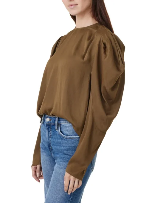 Draped Long Sleeve Top In Moss