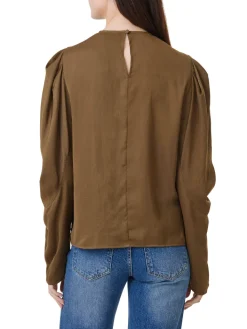 Draped Long Sleeve Top In Moss