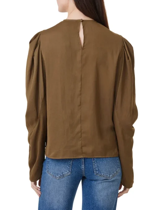 Draped Long Sleeve Top In Moss