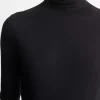Elbow Sleeve Turtleneck Top In Black