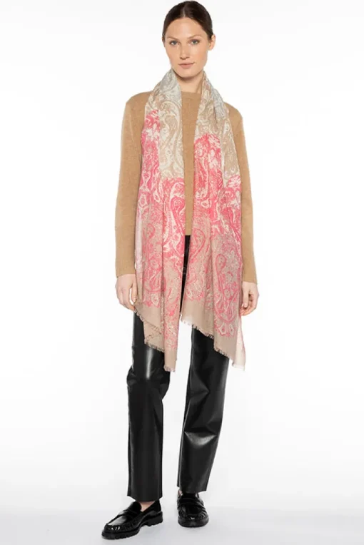 Faded Paisley Scarf In Poppy
