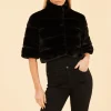 Faux Fur Paneled Cropped Jacket In Black