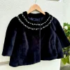 Faux Mink Crystal Bolero In Black