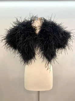 Feather Shoulder Shrug In Black